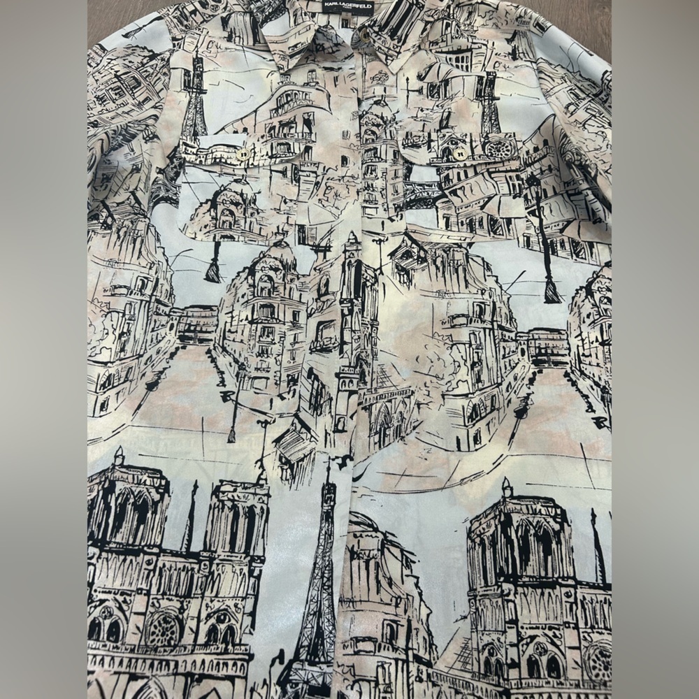 Karl Lagerfeld Paris Blouse with Gold Accents - Picture 2 of 6
